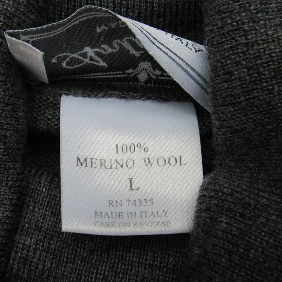 100% Merino Wool Gray Turtleneck Made in Italy Antonella Womens Size L - Picture 6 of 12